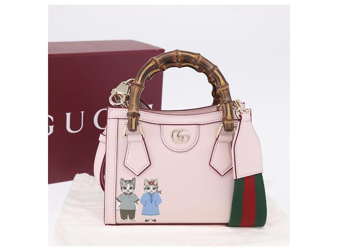 GUCCI Yuko Higuchi Bamboo Diana Small Tote Bag 3way Pink 841488 Auth 202070SM Rosa - vista 28