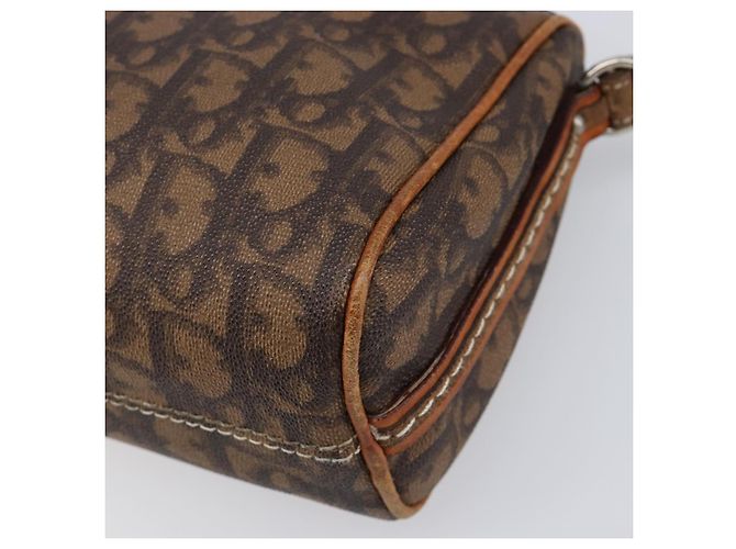 Borsa Christian Dior Trotter Canvas Romantic Chain Bag PVC Brown Silver Auth 196875M Marrone Argento - vista 15