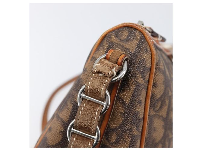 Borsa Christian Dior Trotter Canvas Romantic Chain Bag PVC Brown Silver Auth 196875M Marrone Argento - vista 17