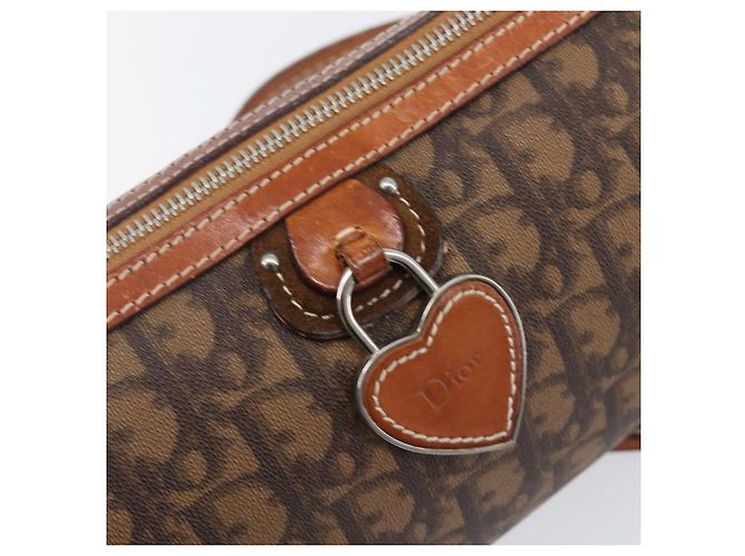 Borsa Christian Dior Trotter Canvas Romantic Chain Bag PVC Brown Silver Auth 196875M Marrone Argento - vista 18