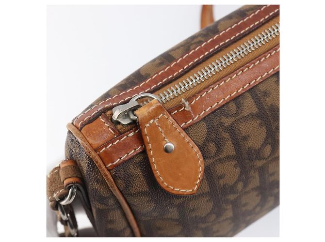 Borsa Christian Dior Trotter Canvas Romantic Chain Bag PVC Brown Silver Auth 196875M Marrone Argento - vista 19