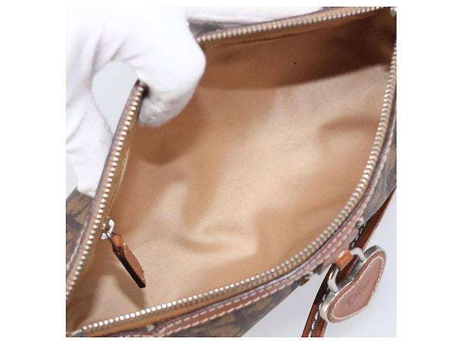 Borsa Christian Dior Trotter Canvas Romantic Chain Bag PVC Brown Silver Auth 196875M Marrone Argento - vista 21