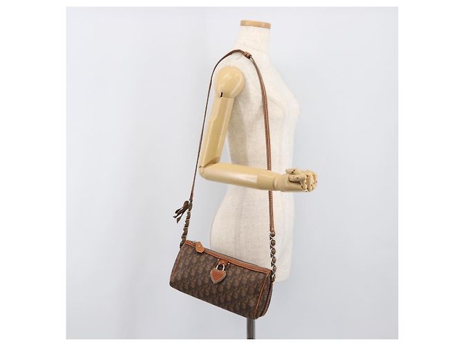 Borsa Christian Dior Trotter Canvas Romantic Chain Bag PVC Brown Silver Auth 196875M Marrone Argento - vista 27