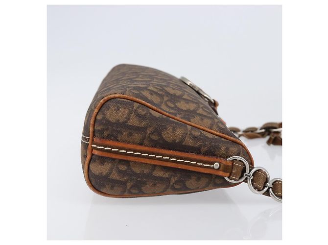 Borsa Christian Dior Trotter Canvas Romantic Chain Bag PVC Brown Silver Auth 196875M Marrone Argento - vista 4