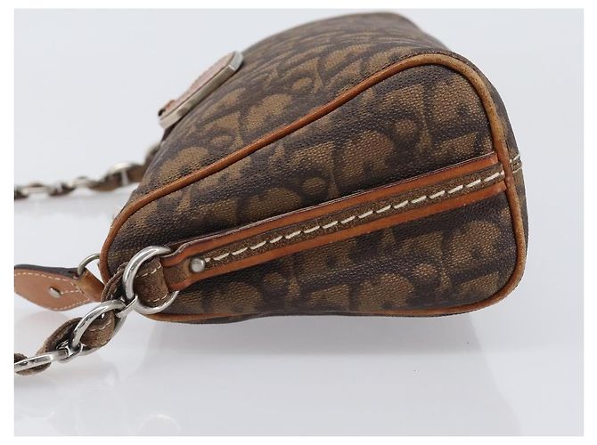 Borsa Christian Dior Trotter Canvas Romantic Chain Bag PVC Brown Silver Auth 196875M Marrone Argento - vista 5