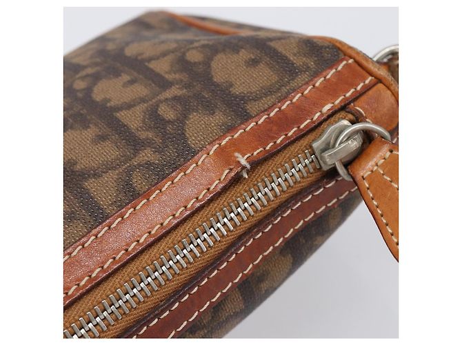 Borsa Christian Dior Trotter Canvas Romantic Chain Bag PVC Brown Silver Auth 196875M Marrone Argento - vista 7