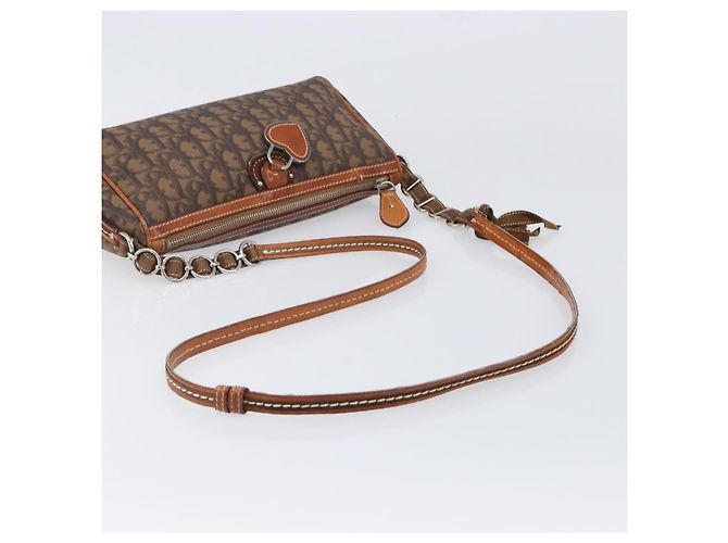 Borsa Christian Dior Trotter Canvas Romantic Chain Bag PVC Brown Silver Auth 196875M Marrone Argento - vista 8