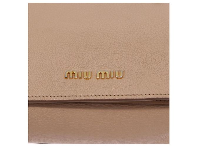 Borsa a mano Miu Miu in pelle 2way Beige Gold Auth 203009 D'oro - vista 16