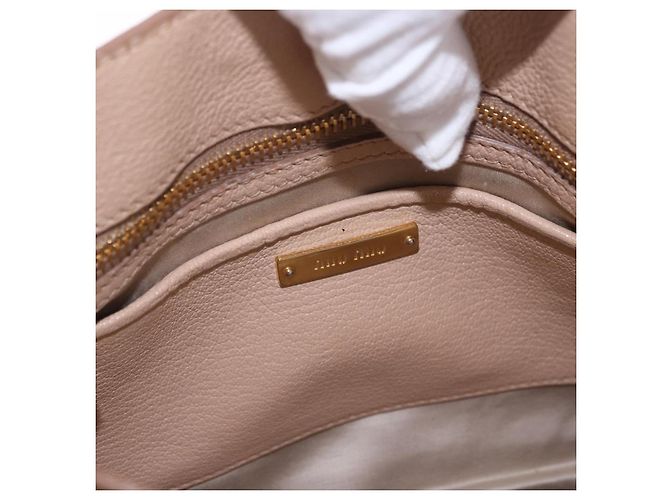 Borsa a mano Miu Miu in pelle 2way Beige Gold Auth 203009 D'oro - vista 19