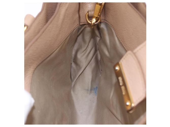 Borsa a mano Miu Miu in pelle 2way Beige Gold Auth 203009 D'oro - vista 22