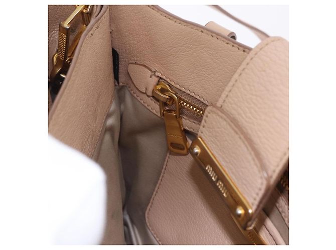 Borsa a mano Miu Miu in pelle 2way Beige Gold Auth 203009 D'oro - vista 26