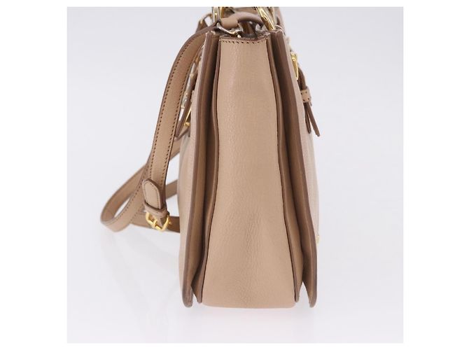 Borsa a mano Miu Miu in pelle 2way Beige Gold Auth 203009 D'oro - vista 4