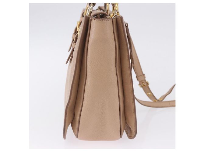 Borsa a mano Miu Miu in pelle 2way Beige Gold Auth 203009 D'oro - vista 5