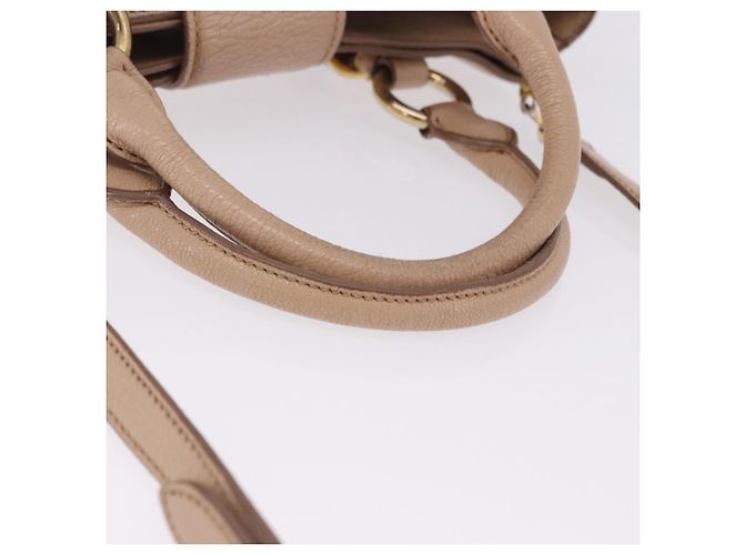 Borsa a mano Miu Miu in pelle 2way Beige Gold Auth 203009 D'oro - vista 7