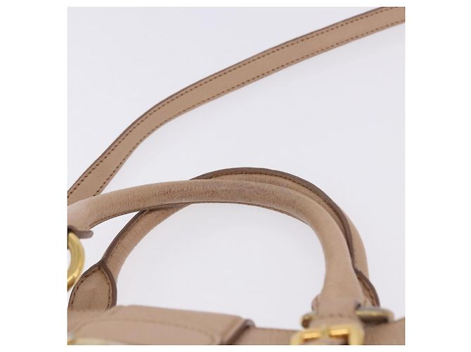 Borsa a mano Miu Miu in pelle 2way Beige Gold Auth 203009 D'oro - vista 8