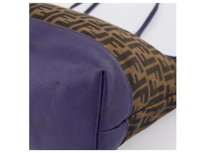 Bolso Tote FENDI Zucca Canvas Negro Marrón Auth 202705 Castaño - vista 10