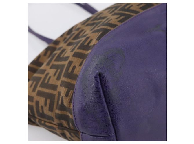 Bolso Tote FENDI Zucca Canvas Negro Marrón Auth 202705 Castaño - vista 11
