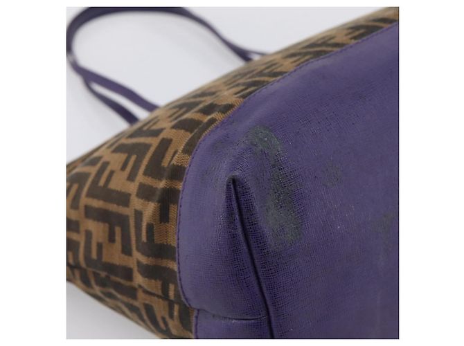 Bolso Tote FENDI Zucca Canvas Negro Marrón Auth 202705 Castaño - vista 13
