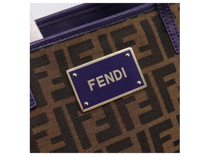 Bolso Tote FENDI Zucca Canvas Negro Marrón Auth 202705 Castaño - vista 14