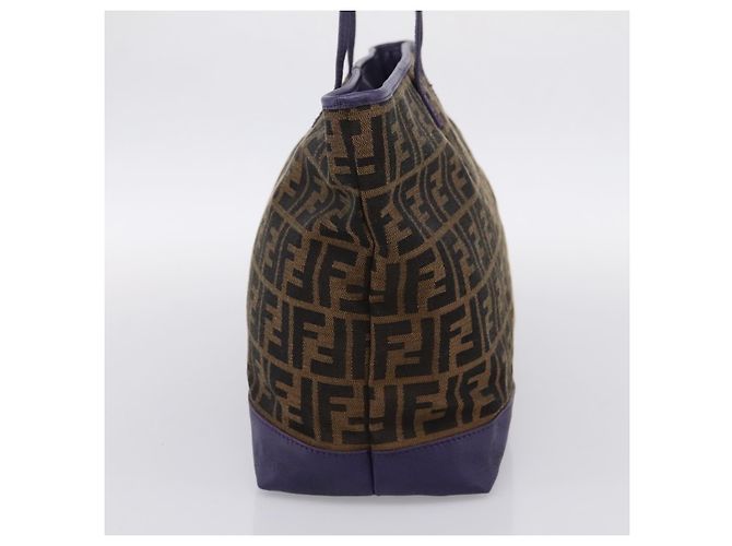 Bolso Tote FENDI Zucca Canvas Negro Marrón Auth 202705 Castaño - vista 5