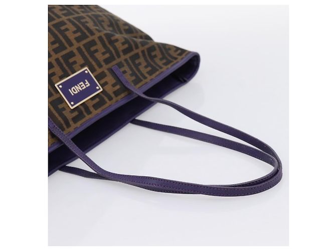 Bolso Tote FENDI Zucca Canvas Negro Marrón Auth 202705 Castaño - vista 7