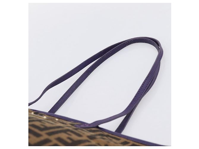 Bolso Tote FENDI Zucca Canvas Negro Marrón Auth 202705 Castaño - vista 8