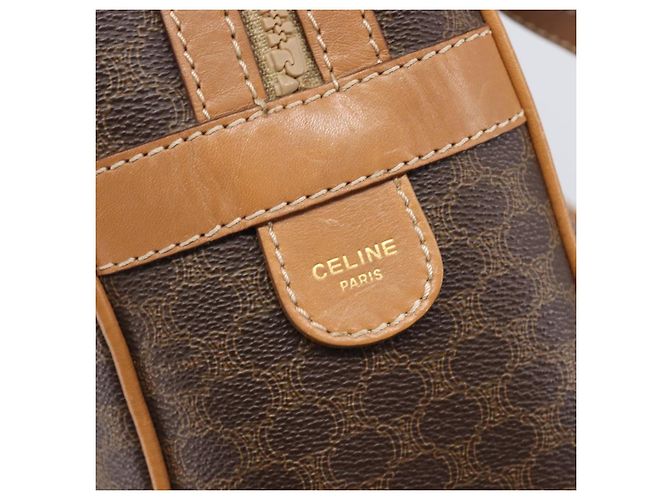 Céline CELINE Macadam Canvas Schultertasche PVC Leather Brown Gold Auth mr2905 Braun Golden - Ansicht 14