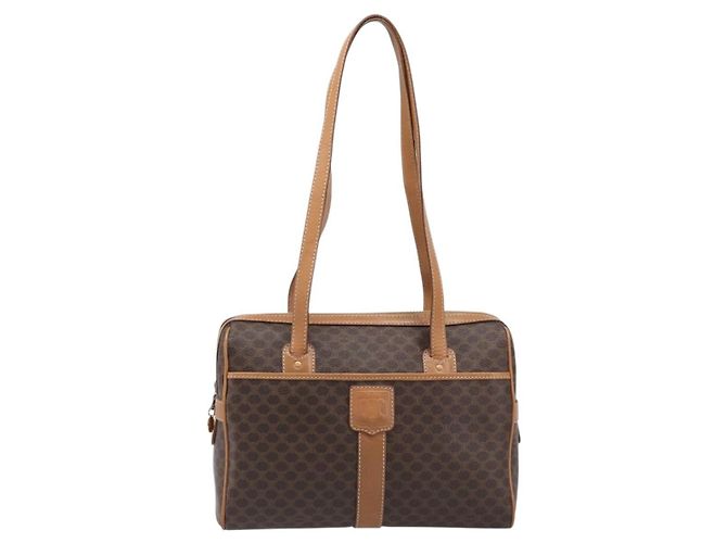 Céline CELINE Macadam Canvas Schultertasche PVC Leather Brown Gold Auth mr2905 Braun Golden - Ansicht 2