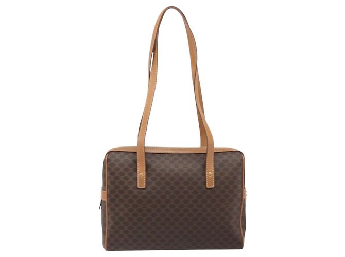 Céline CELINE Macadam Canvas Schultertasche PVC Leather Brown Gold Auth mr2905 Braun Golden - Ansicht 3