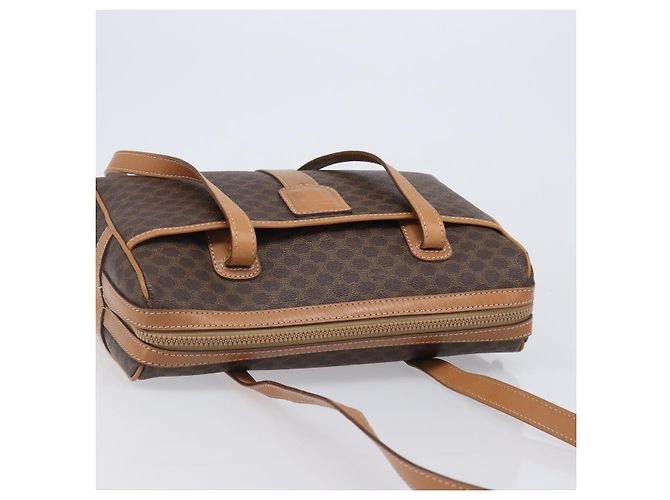 Céline CELINE Macadam Canvas Schultertasche PVC Leather Brown Gold Auth mr2905 Braun Golden - Ansicht 6