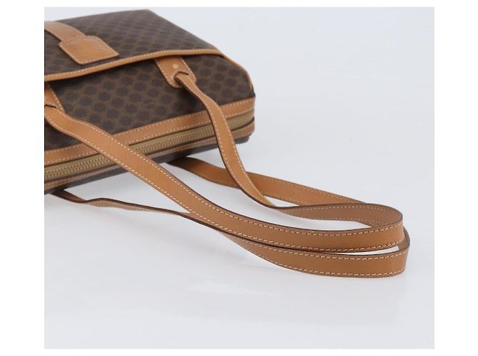 Céline CELINE Macadam Canvas Schultertasche PVC Leather Brown Gold Auth mr2905 Braun Golden - Ansicht 7