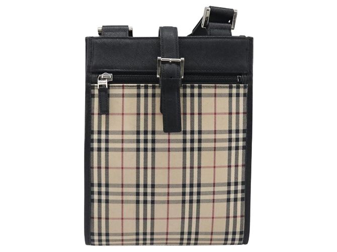 Borsa a tracolla BURBERRY Nova Check Canvas Beige Silver Auth ka6151 Argento - vista 2