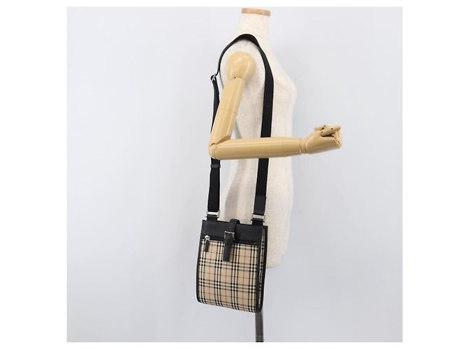 Borsa a tracolla BURBERRY Nova Check Canvas Beige Silver Auth ka6151 Argento - vista 23