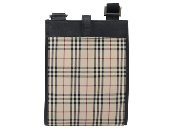 Borsa a tracolla BURBERRY Nova Check Canvas Beige Silver Auth ka6151 Argento - vista 3