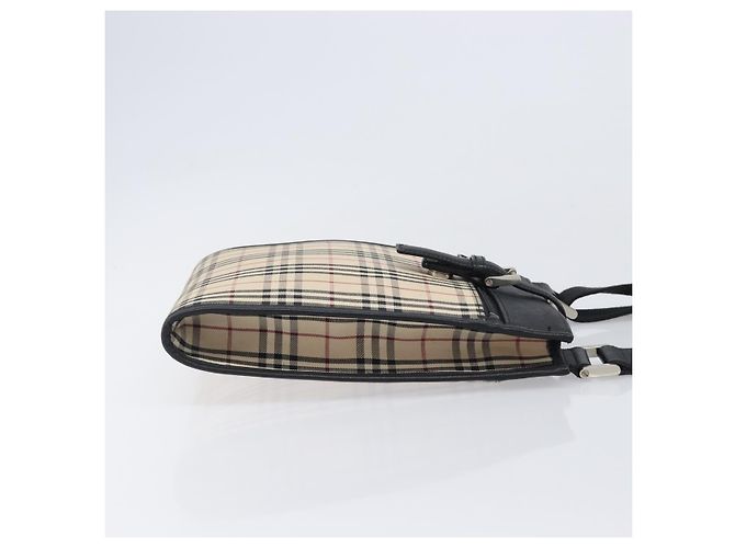 Borsa a tracolla BURBERRY Nova Check Canvas Beige Silver Auth ka6151 Argento - vista 4