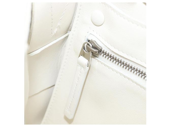 Borsa Bottega Veneta Maxi Intrecciato Cassette in pelle Bianco Argento Auth mr2874V - vista 23