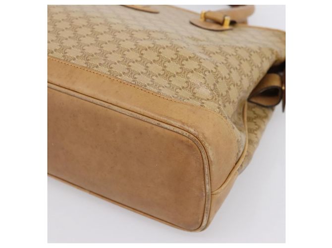 Céline Borsa a mano CELINE Macadam Canvas PVC Beige Gold Auth 202687 D'oro - vista 10
