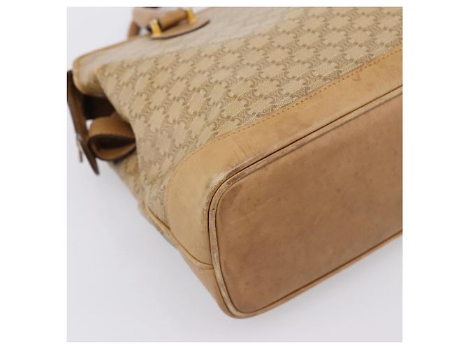 Céline Borsa a mano CELINE Macadam Canvas PVC Beige Gold Auth 202687 D'oro - vista 11