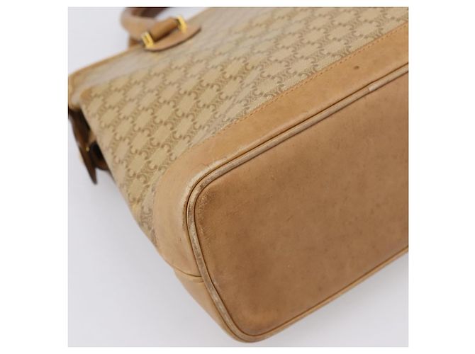 Céline Borsa a mano CELINE Macadam Canvas PVC Beige Gold Auth 202687 D'oro - vista 13
