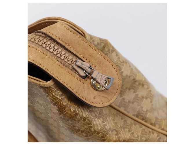 Céline Borsa a mano CELINE Macadam Canvas PVC Beige Gold Auth 202687 D'oro - vista 14