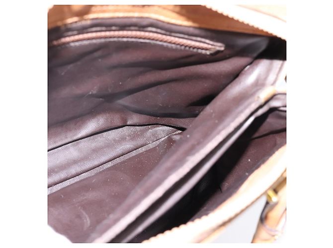 Céline Borsa a mano CELINE Macadam Canvas PVC Beige Gold Auth 202687 D'oro - vista 17
