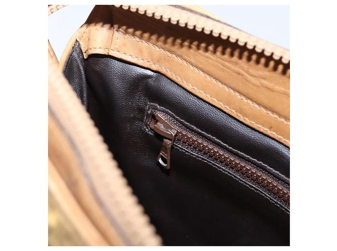 Céline Borsa a mano CELINE Macadam Canvas PVC Beige Gold Auth 202687 D'oro - vista 19