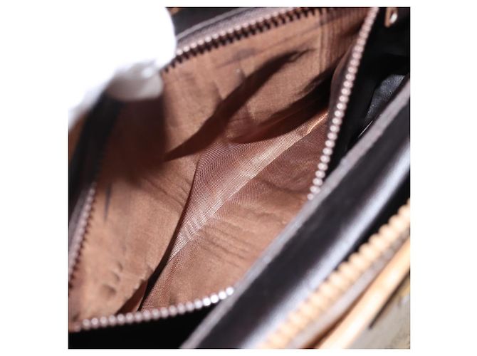 Céline Borsa a mano CELINE Macadam Canvas PVC Beige Gold Auth 202687 D'oro - vista 20