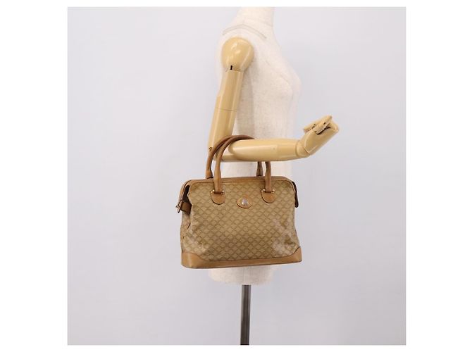 Céline Borsa a mano CELINE Macadam Canvas PVC Beige Gold Auth 202687 D'oro - vista 23