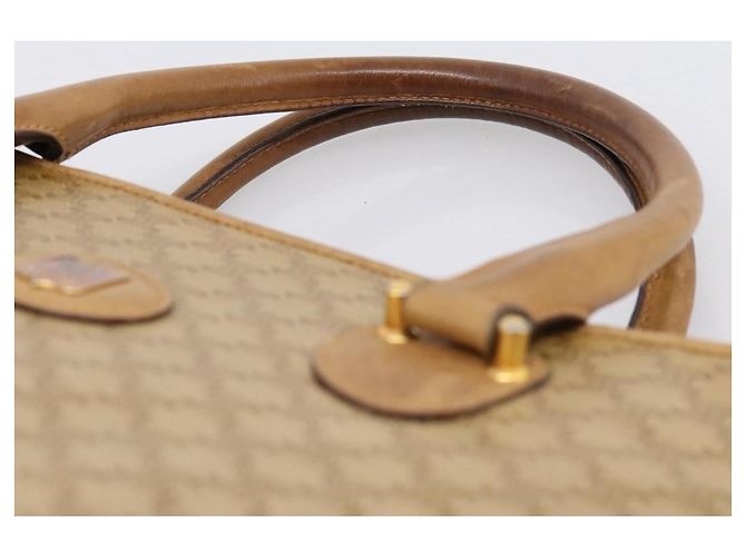 Céline Borsa a mano CELINE Macadam Canvas PVC Beige Gold Auth 202687 D'oro - vista 8