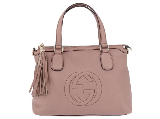 GUCCI Soho Hand Bag Leather Pink Gold Tone 308362 Auth 201141A - view 2