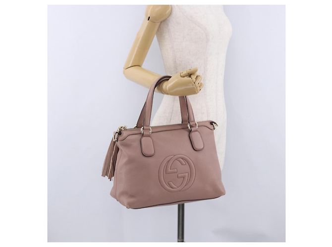 GUCCI Soho Hand Bag Leather Pink Gold Tone 308362 Auth 201141A - view 25
