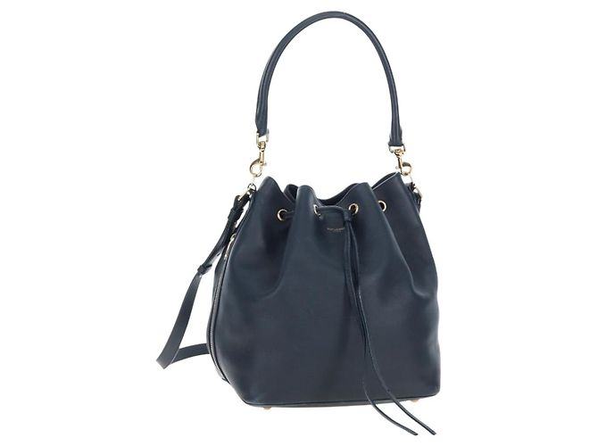 Autre Marque Borsa a tracolla SAINT LAURENT Emmanuel in pelle 2way Navy Gold Auth am12532A D'oro Blu navy - vista 2