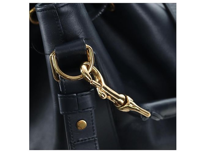 Autre Marque Borsa a tracolla SAINT LAURENT Emmanuel in pelle 2way Navy Gold Auth am12532A D'oro Blu navy - vista 21