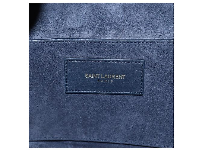 Autre Marque Borsa a tracolla SAINT LAURENT Emmanuel in pelle 2way Navy Gold Auth am12532A D'oro Blu navy - vista 24
